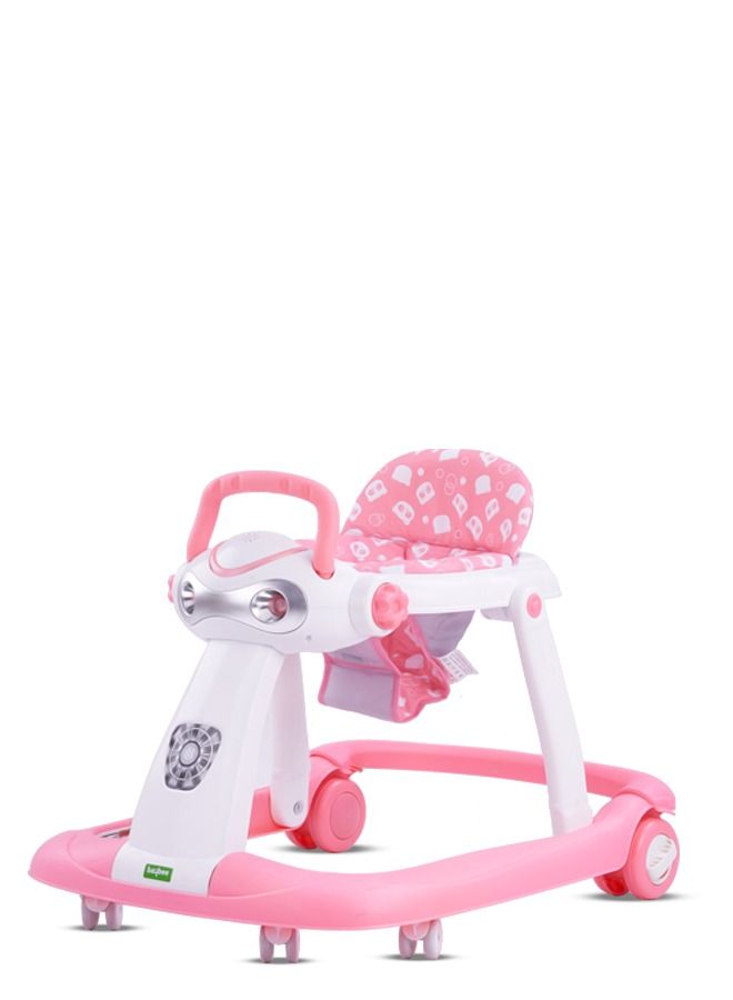 2 In 1 Twist Pro Baby Walker Round Kids Walker For Baby With 3 Adjustable Height Removable Seat Led Light And Musical Toy Bar Baby Push Walker For Baby Boys Girls 6 To 24 Months Pink