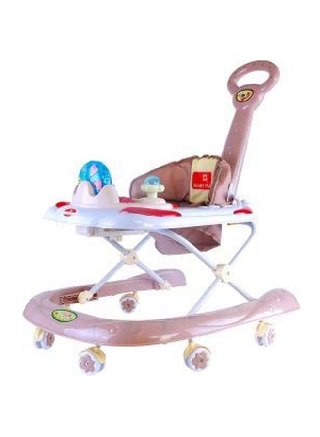 Foldable Baby Walker With Comfortable Soft Cushion Seat And Backrest - Brown/White