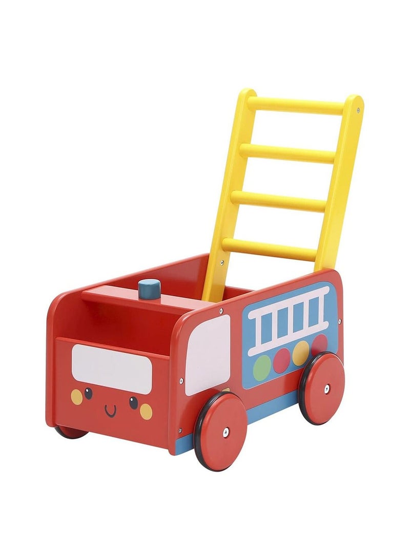 COOLBABY Wooden Walker 4 Wheels Kids Storage Trolley Toy Walker