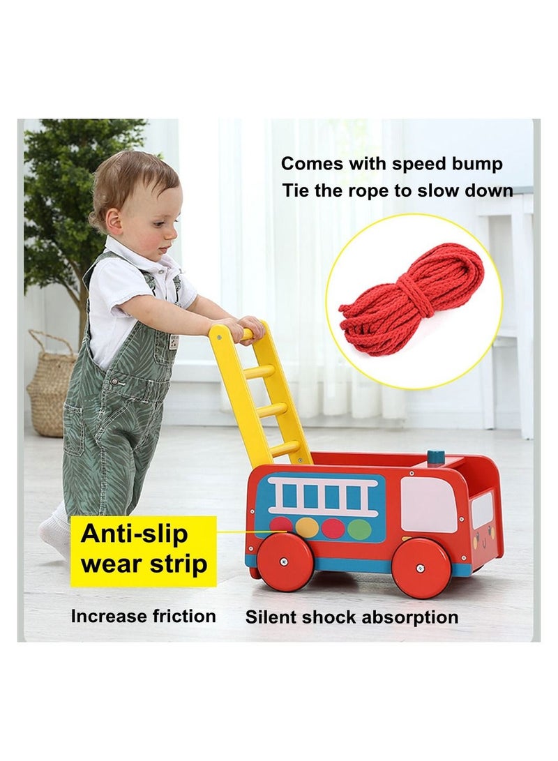 COOLBABY Wooden Walker 4 Wheels Kids Storage Trolley Toy Walker