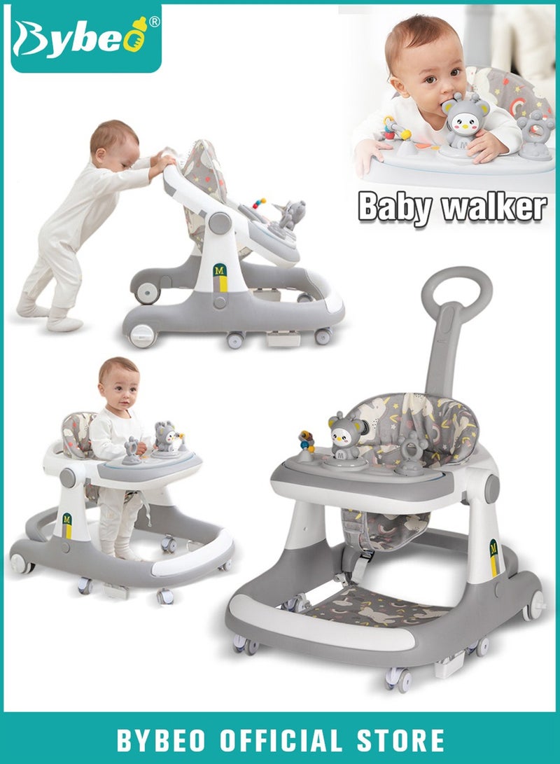 3 In 1 Baby Walker With Parent Push Handle And Big Comfortable Seat Cushion For Infants Children