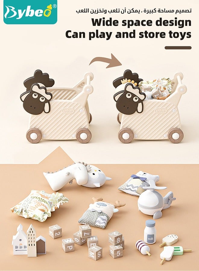 Baby Push Walker And Pull Doll Stroller With Shopping Cart Toy For Girls And Boys Learning Walk