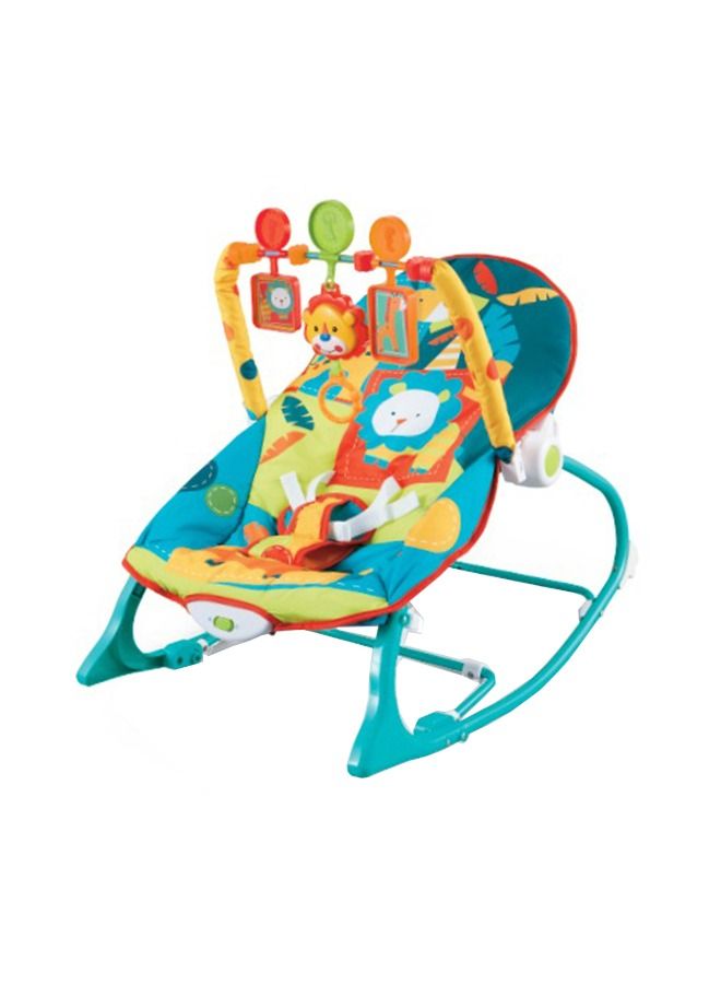 Nora Baby Bouncer And Rocker Chair With Soothing Vibrations Multi Position Recline 3 Point Safety Belt Removable Toys For 0 To 2 Years Boys Girls Green