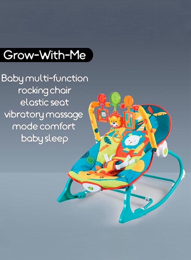 Nora Baby Bouncer And Rocker Chair With Soothing Vibrations Multi Position Recline 3 Point Safety Belt Removable Toys For 0 To 2 Years Boys Girls Green