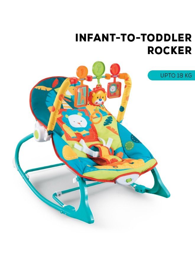 Nora Baby Bouncer And Rocker Chair With Soothing Vibrations Multi Position Recline 3 Point Safety Belt Removable Toys For 0 To 2 Years Boys Girls Green