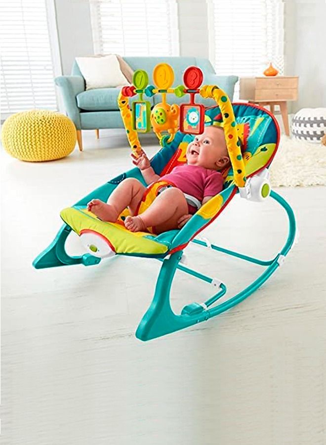 Nora Baby Bouncer And Rocker Chair With Soothing Vibrations Multi Position Recline 3 Point Safety Belt Removable Toys For 0 To 2 Years Boys Girls Green