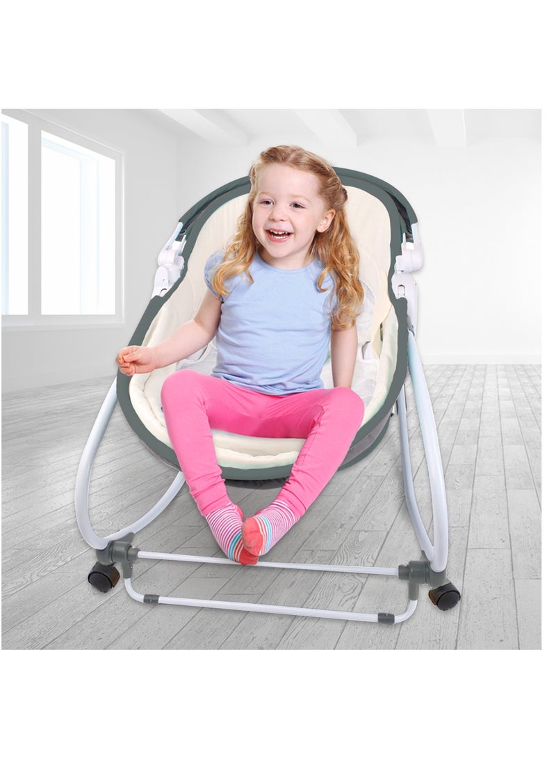 6 - In - 1 Cozy Rocker Bassinet With Wheels, Awning And Mosquito Net - Grey
