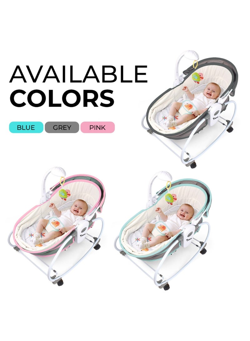 6 - In - 1 Cozy Rocker Bassinet With Wheels, Awning And Mosquito Net - Green