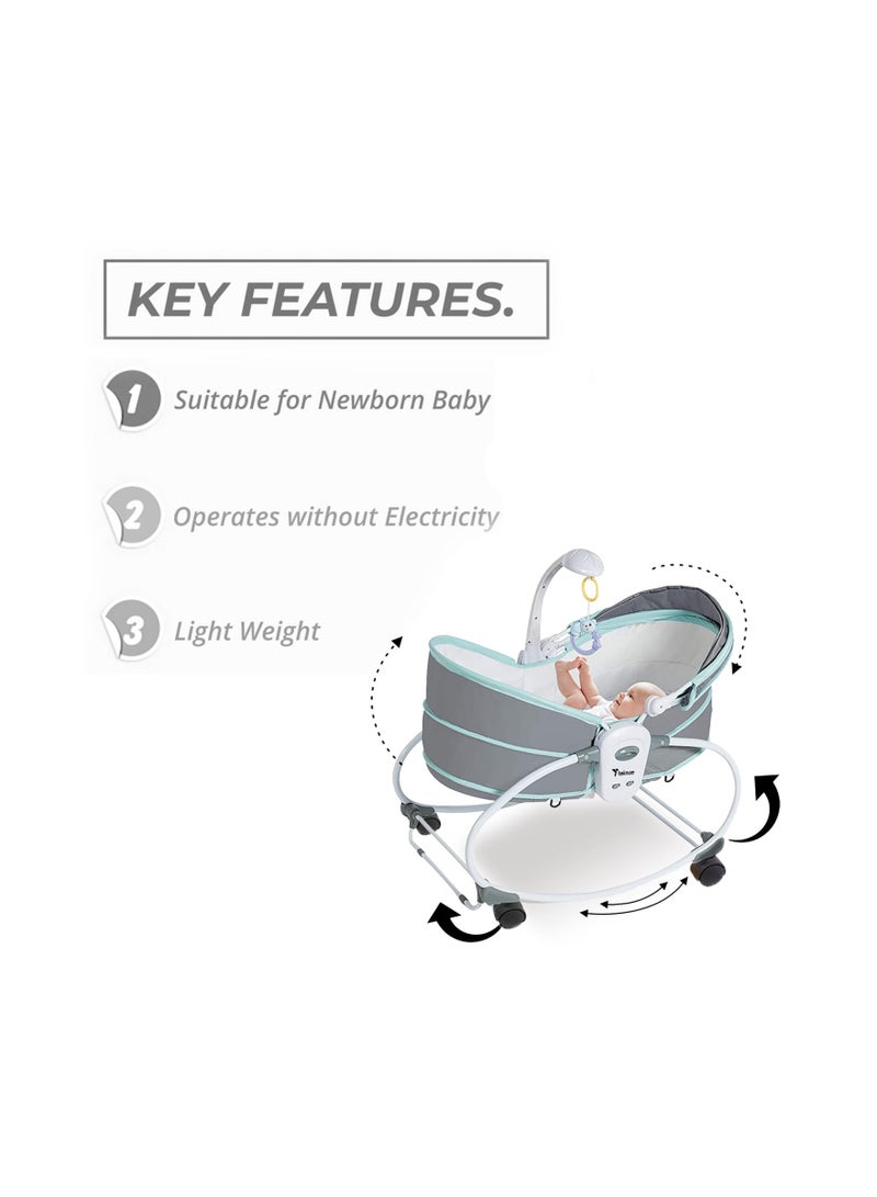 6 - In - 1 Cozy Rocker Bassinet With Wheels, Awning And Mosquito Net - Green