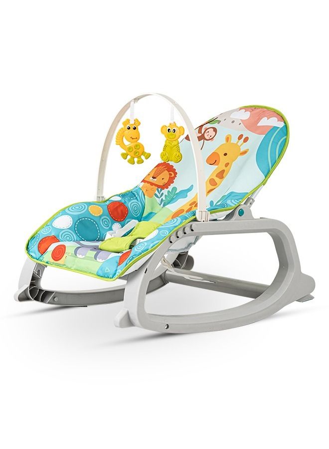 Daisy Baby Bouncer And Rocker Chair With Soothing Vibrations Multi Position Recline 3 Point Safety Belt Removable Toys For 0 To 2 Years Girls Boys Blue