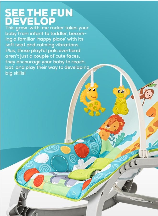 Daisy Baby Bouncer And Rocker Chair With Soothing Vibrations Multi Position Recline 3 Point Safety Belt Removable Toys For 0 To 2 Years Girls Boys Blue