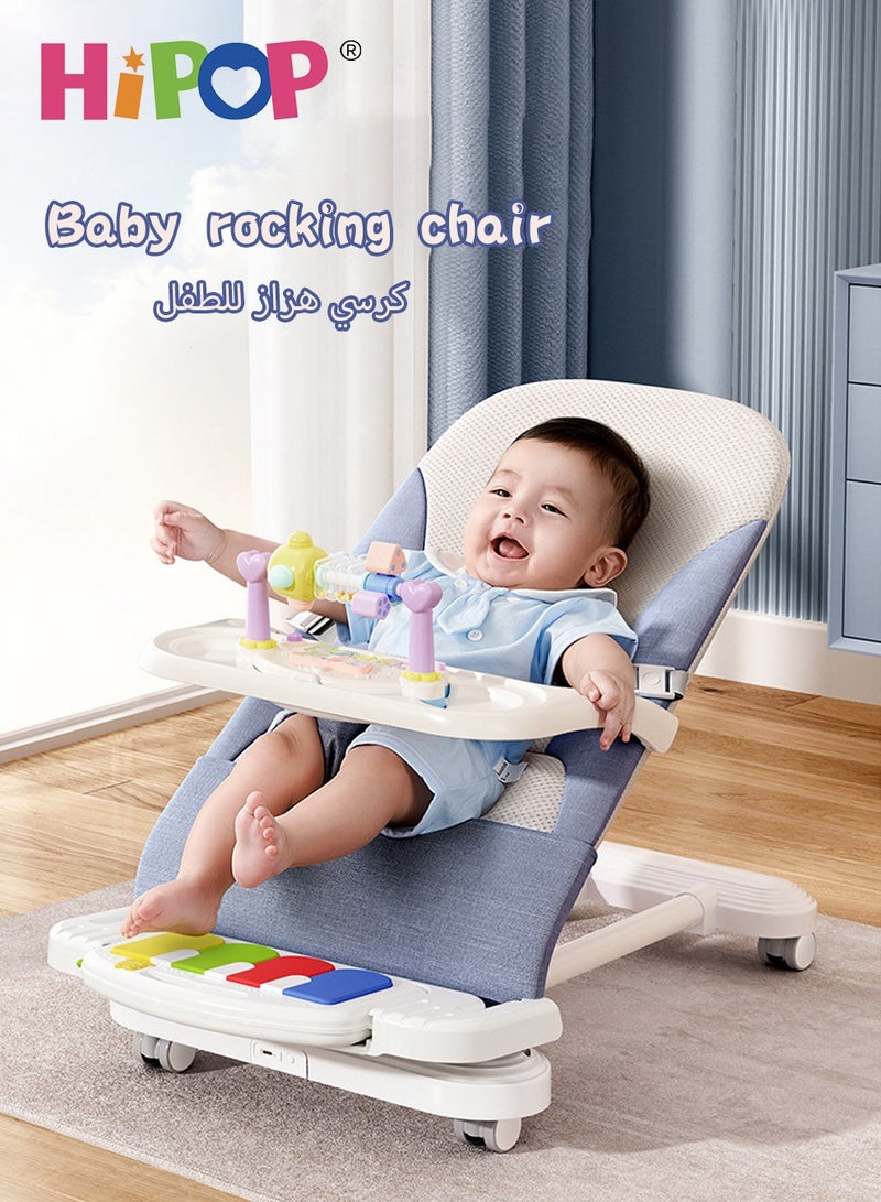 Movable Baby Rocker and Jumper,Toddler Comfort Chair with Pedal Piano and Hanging Baby Toys