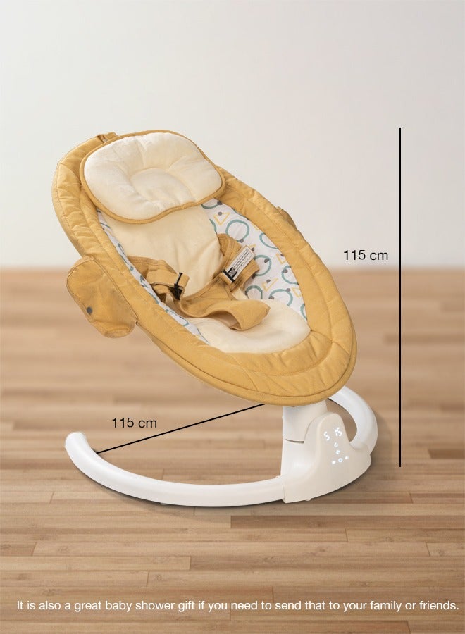 Baybee Lullabies Automatic Electric Baby Swing Cradle for Baby with Adjustable Swing Speed, Recline, Bluetooth & Music | Baby Rocker with Mosquito Net, Safety Belt & Toys | Swing for Baby (Yellow)