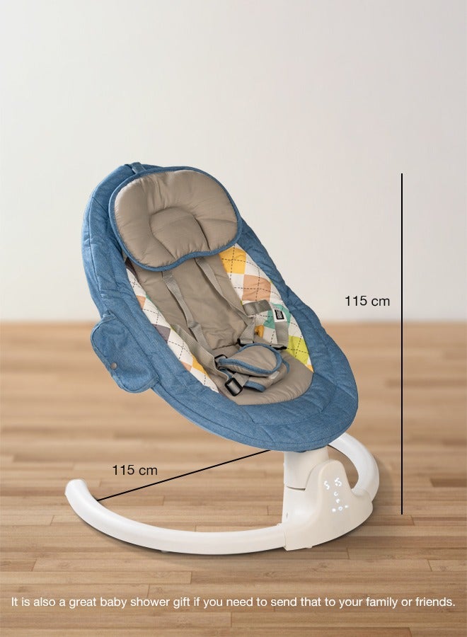 Baybee Lullabies Automatic Electric Baby Swing Cradle for Baby with Adjustable Swing Speed, Recline, Bluetooth & Music | Baby Rocker with Mosquito Net, Safety Belt & Toys | Swing for Baby (Blue)