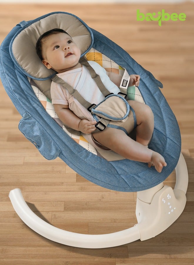 Baybee Lullabies Automatic Electric Baby Swing Cradle for Baby with Adjustable Swing Speed, Recline, Bluetooth & Music | Baby Rocker with Mosquito Net, Safety Belt & Toys | Swing for Baby (Blue)