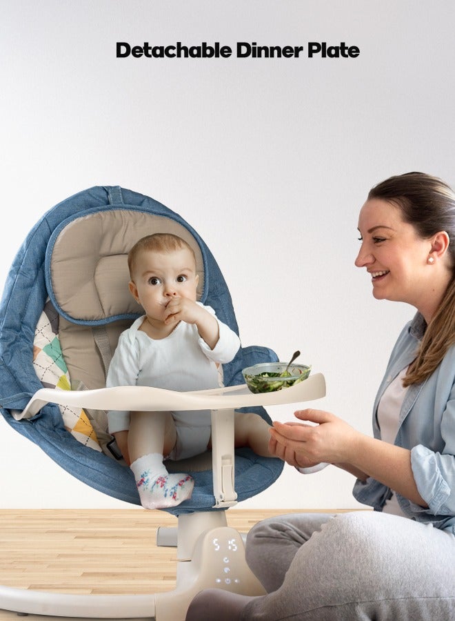Baybee Lullabies Automatic Electric Baby Swing Cradle for Baby with Adjustable Swing Speed, Recline, Bluetooth & Music | Baby Rocker with Mosquito Net, Safety Belt & Toys | Swing for Baby (Blue)