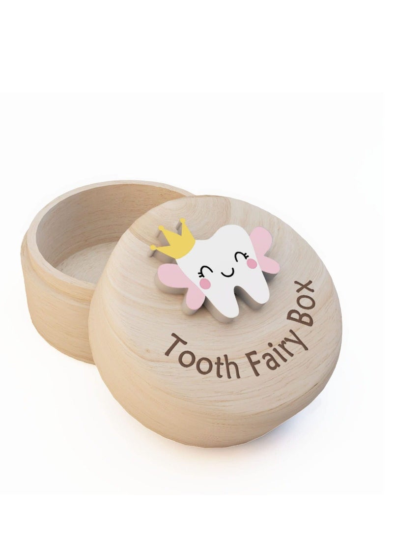 Cute Carved Wooden Box, Kids Tooth Storage, Fairy Box for Boys and Girls Baby Teeth Holder, Stores Lost Shower Birthday Gift