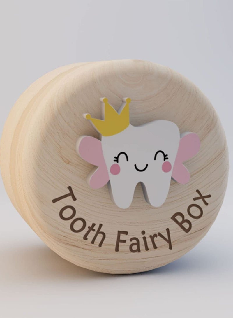 Cute Carved Wooden Box, Kids Tooth Storage, Fairy Box for Boys and Girls Baby Teeth Holder, Stores Lost Shower Birthday Gift