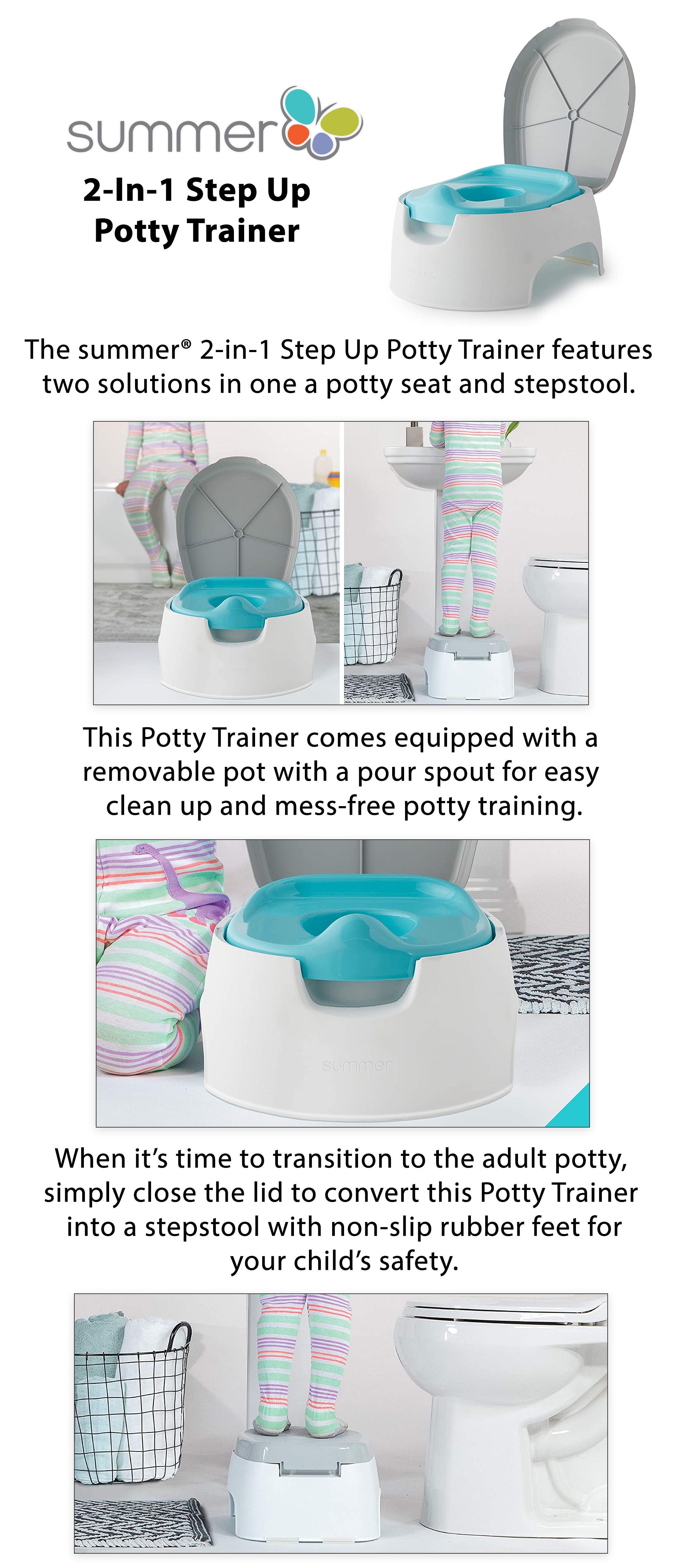 2-In-1 Step Up Potty Training System, 18+ M - Grey/Blue