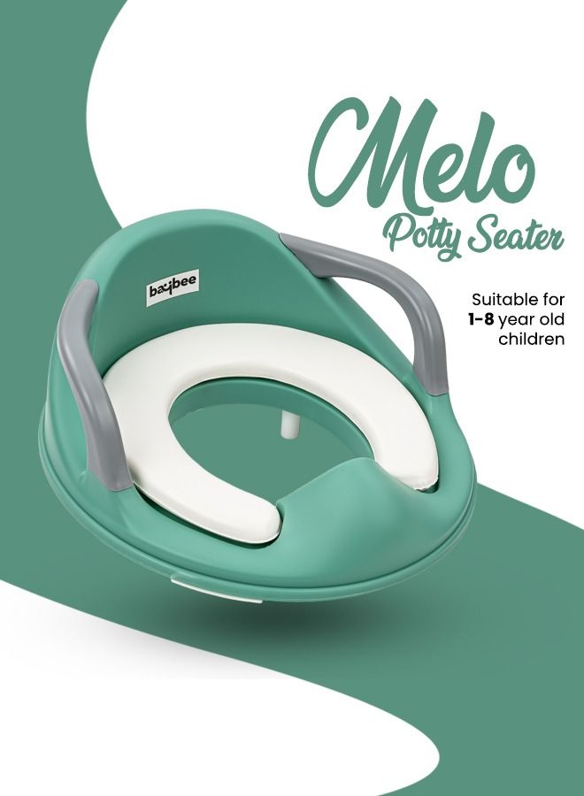 Melo Baby Potty Seat For Western Toilets Kids Toilet Potty Training Seat For Baby With Handle Cushion Lock Kids Potty Chair Kids Potty Seat For Baby Kids 1 To 8 Years Boys Girls Green