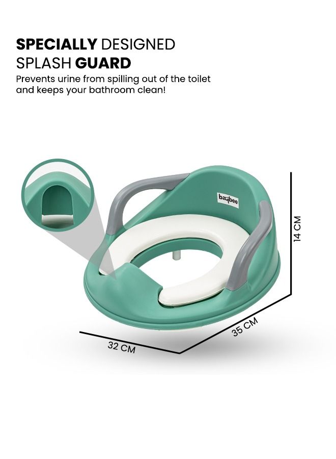 Melo Baby Potty Seat For Western Toilets Kids Toilet Potty Training Seat For Baby With Handle Cushion Lock Kids Potty Chair Kids Potty Seat For Baby Kids 1 To 8 Years Boys Girls Green