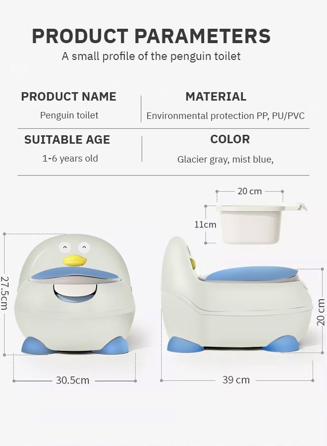 Ducky Western Toilet Kids Potty Seat For Baby Baby Potty Training Seat Chair With Closing Lid Tray Kids Toilet Seat Baby Potty Seat For Toddlers Kids 1 To 3 Years Boys Girl White, Blue