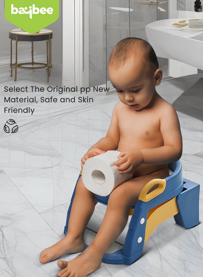 3 In 1 Vega Western Toilet Training Potty Seat With Splash Guard, Handle, Ladder And Cushion, Blue