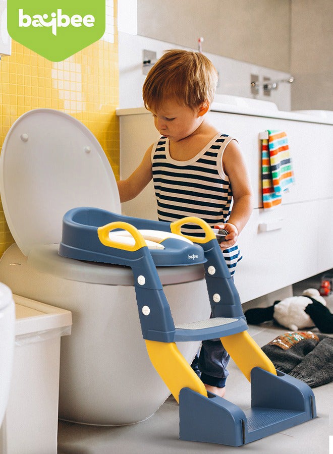 3 In 1 Vega Western Toilet Training Potty Seat With Splash Guard, Handle, Ladder And Cushion, Blue