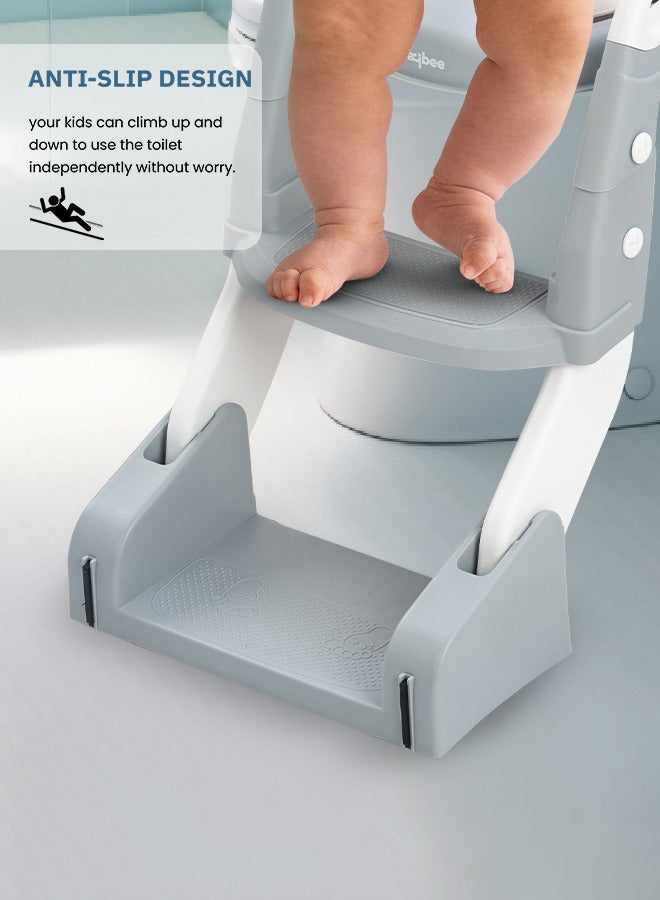 3 In 1 Vega Western Toilet Training Potty Seat With Splash Guard, Handle, Ladder And Cushion, Grey