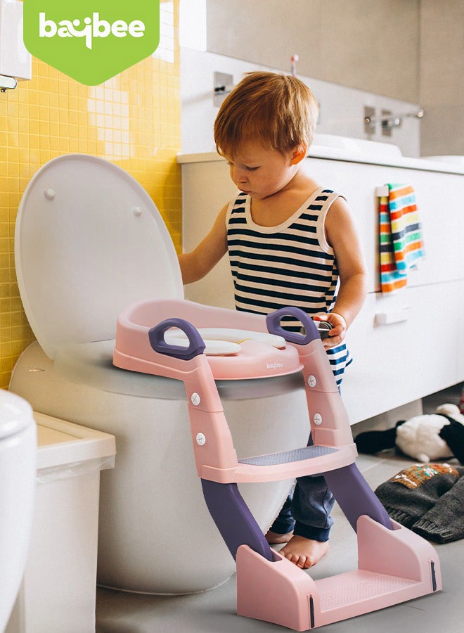 3 In 1 Vega Western Toilet Training Potty Seat With Splash Guard, Handle, Ladder And Cushion, Pink