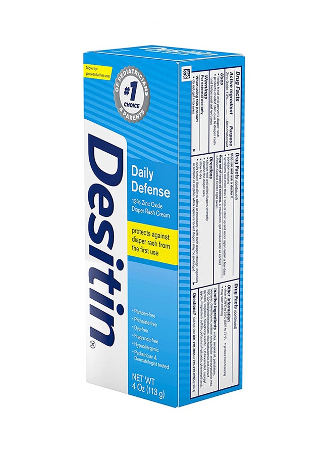 Daily Defense Diaper Rash Cream With 13% Zinc Oxide