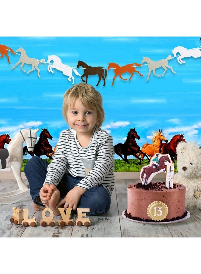 4 Pieces Horse Party Decorations Supplies Including 2 Pieces Horse Plastic Tablecloths And 2 Pieces Horse Garland Paper Banners For Horse Themed Party Horse Racing Activity