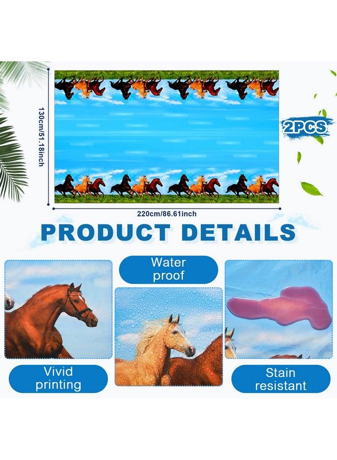 4 Pieces Horse Party Decorations Supplies Including 2 Pieces Horse Plastic Tablecloths And 2 Pieces Horse Garland Paper Banners For Horse Themed Party Horse Racing Activity