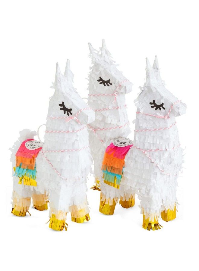 3 Pack Of Mini Llama Pinatas For Birthday Celebration Cinco De Mayo Fiesta Decorations Animal Themed Party Supplies Party Favors Easy To Fill (10.5X5X2 Inches)