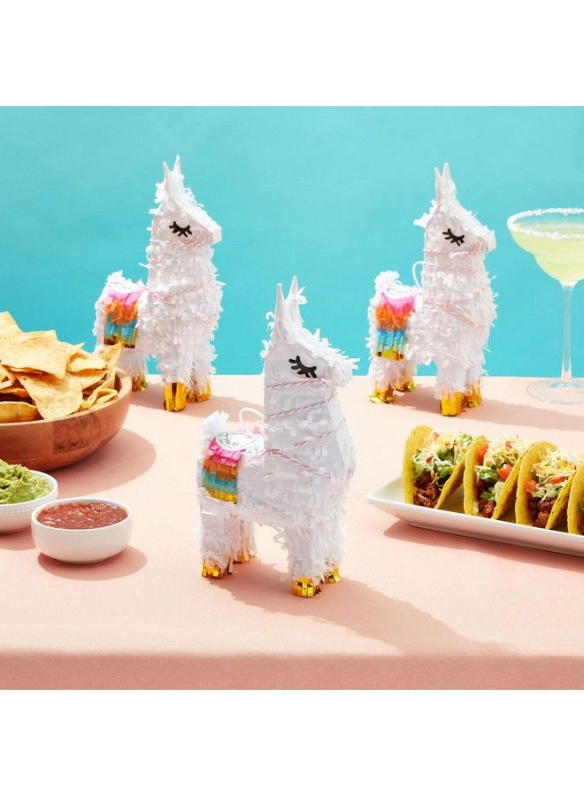 3 Pack Of Mini Llama Pinatas For Birthday Celebration Cinco De Mayo Fiesta Decorations Animal Themed Party Supplies Party Favors Easy To Fill (10.5X5X2 Inches)