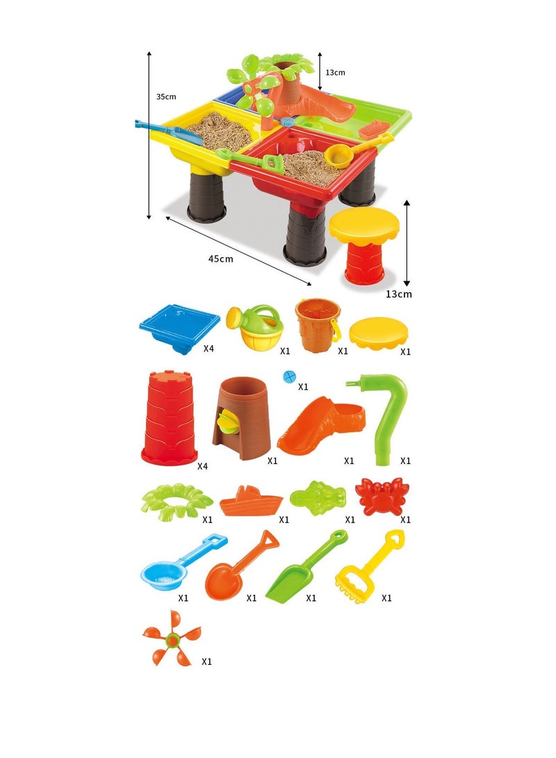 Plastic Kids Outdoor Playset Activity Sand And Water  BeachTable Game Playing Set .