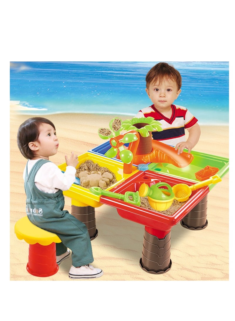 Plastic Kids Outdoor Playset Activity Sand And Water  BeachTable Game Playing Set .