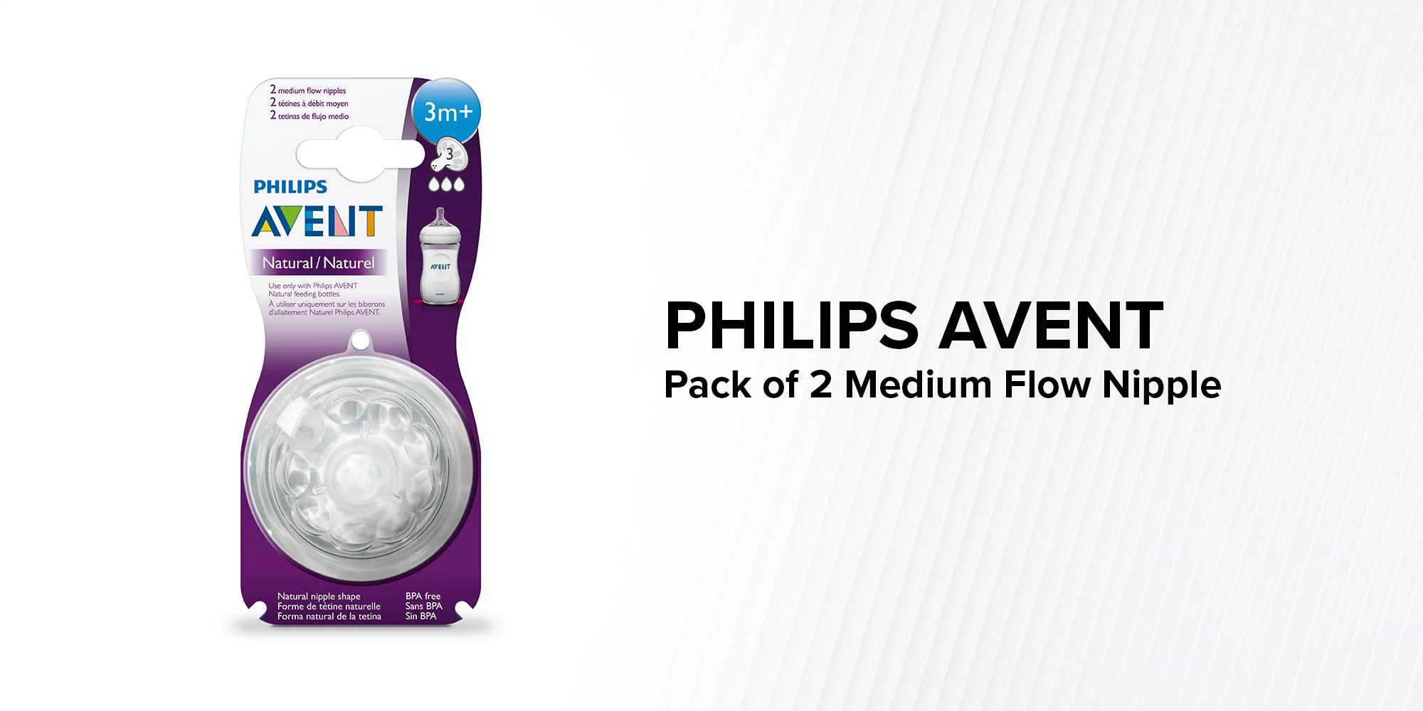 Medium Flow Nipple Pack of 2,  3 M+,  Clear - ‎3.6 x 16.4 x 14.8 cm