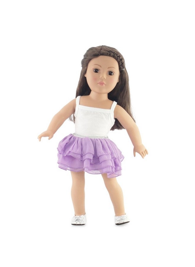 18Inch Doll Spring Lavender Skirt Outfit Bundled With Lovely Summer 2Pc Leggings 18 Doll Clothes Set Compatible With American Girl Dolls