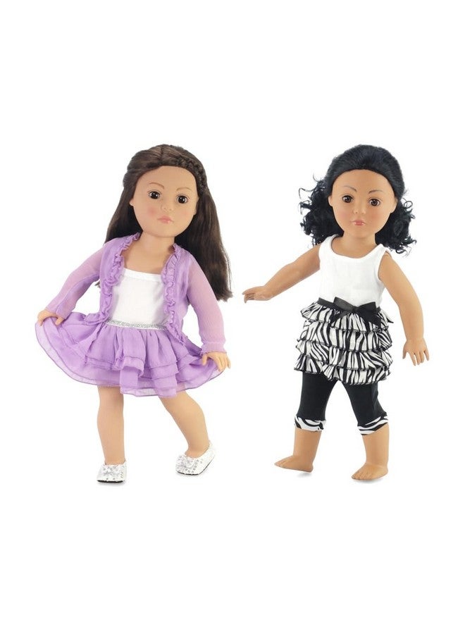 18Inch Doll Spring Lavender Skirt Outfit Bundled With Lovely Summer 2Pc Leggings 18 Doll Clothes Set Compatible With American Girl Dolls