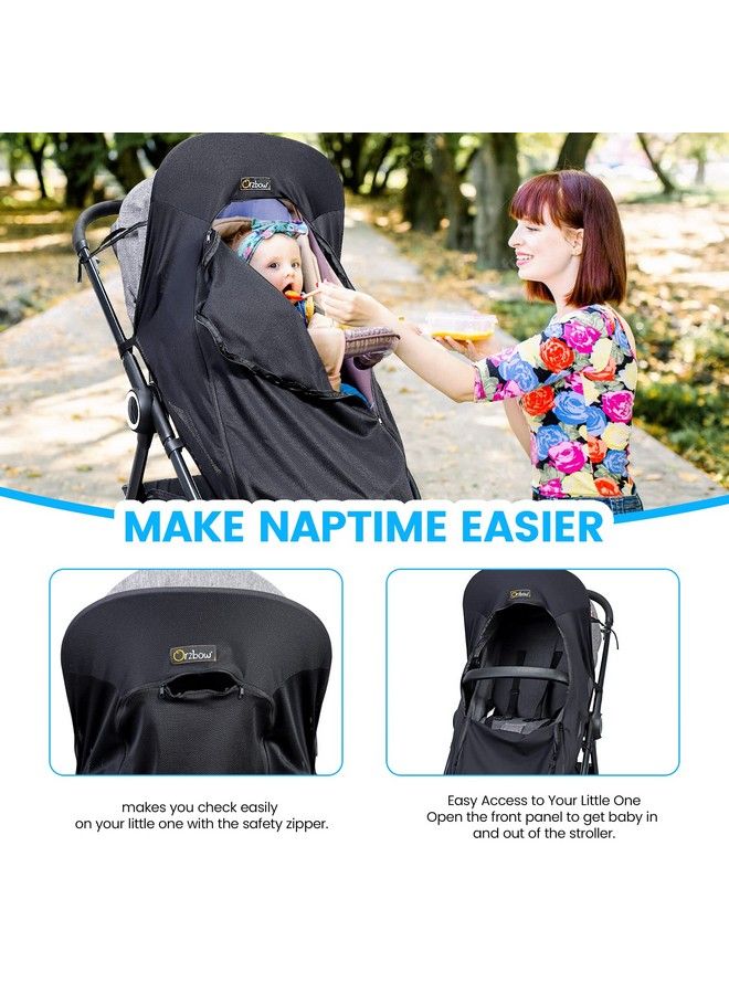 Stroller Sun Shade Universal Baby Sun Shade Cover With Storage Bag Viewing Window Breathable And Blocks 99% Of The Uv Rays(Upf 50+) Easy To Install Sleep And Sun Shade Cover For Stroller