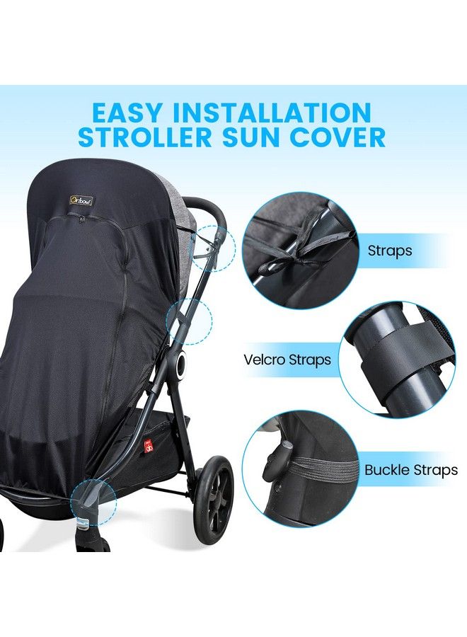 Stroller Sun Shade Universal Baby Sun Shade Cover With Storage Bag Viewing Window Breathable And Blocks 99% Of The Uv Rays(Upf 50+) Easy To Install Sleep And Sun Shade Cover For Stroller