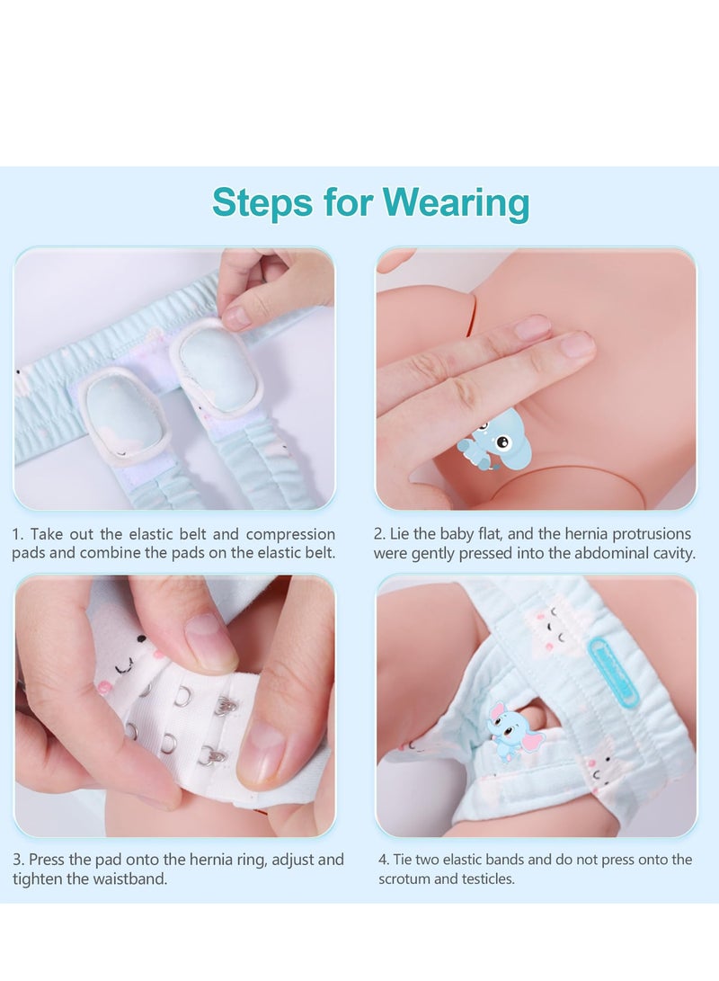 Hernia Belt for Baby, Infant Hernia Support Brace for Both Side Single Double Groin Pain Relief, Adjustable Breathable Navel Band with 4 Compression Pads for Children 0-4 Years Old