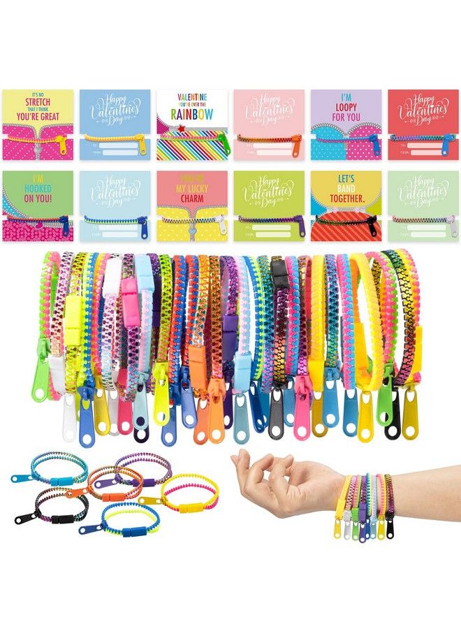 Valentines Gift For Kids Classroom 30 Pack Valentines Exchange Cards With Zipper Bracelets For School Class Exchange Gifts Toddlers Girls Boys Valentines Gifts