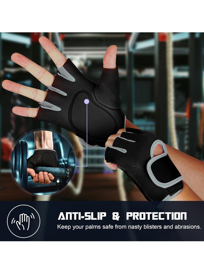 Anti-skid Half Finger Gym Gloves Sports Body Building Training Wrist Gloves, Ultralight Weight Lifting Gloves for Men & Women Home Gym (M)