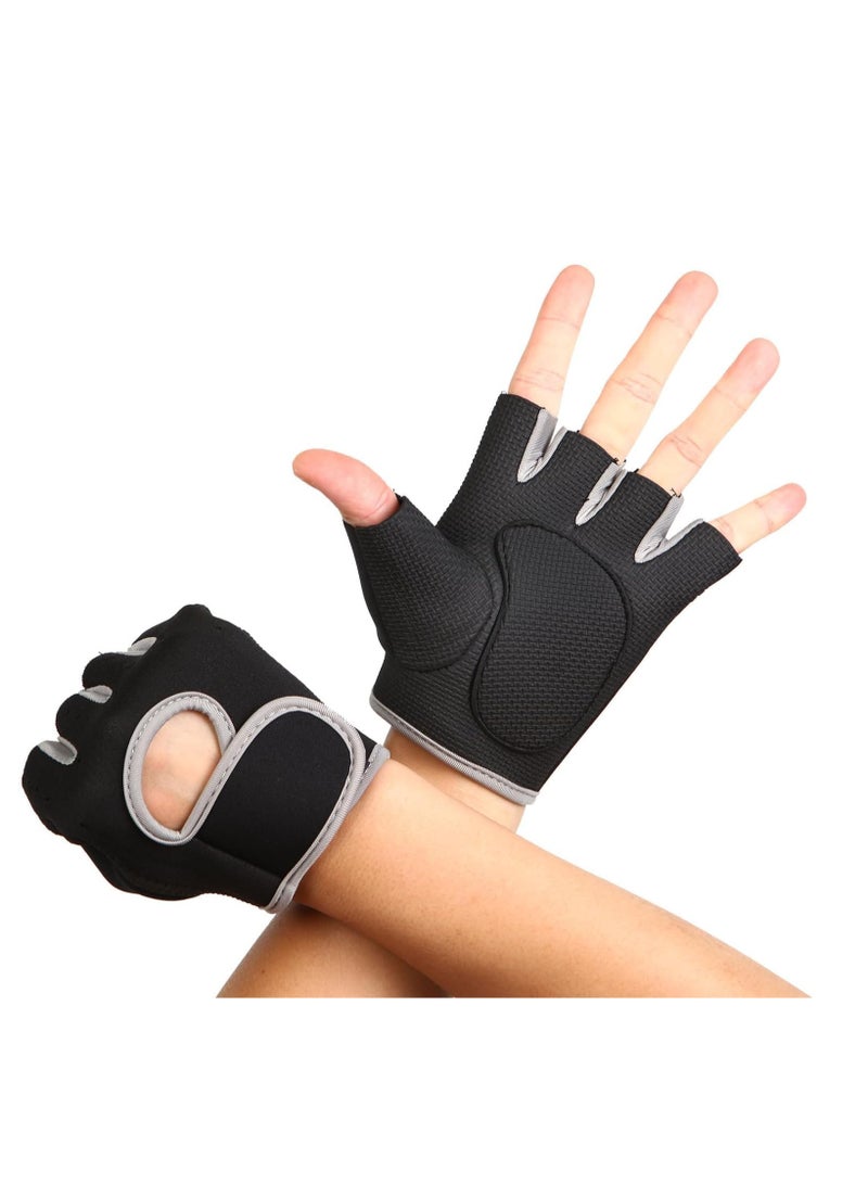 Anti-skid Half Finger Gym Gloves Sports Body Building Training Wrist Gloves, Ultralight Weight Lifting Gloves for Men & Women Home Gym (M)