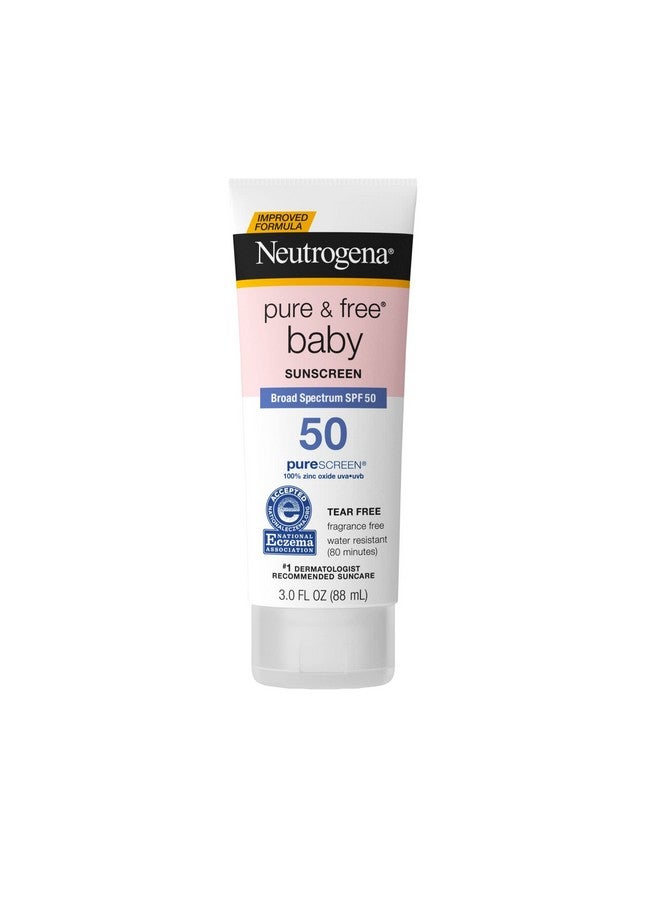 Pure & Free Baby Mineral Sunscreen Lotion With Broad Spectrum Spf 50 & Zinc Oxide Waterresistant Hypoallergenic & Tearfree Baby Sunscreen 3 Fl. Oz