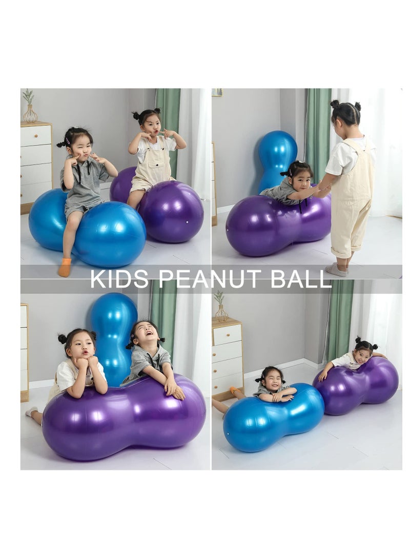 Peanut Ball, Exercise Yoga Balance Stability Sitting Ball, Anti Burst Exercise Ball for Labor Birthing, Kids Sensory Toys, for Home & Gym Fintness, Include Pump & Yoga Strap