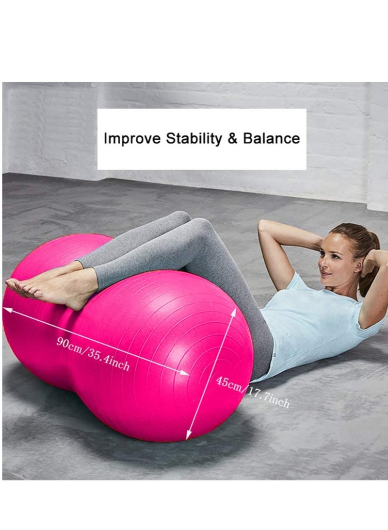 Peanut Ball, Exercise Yoga Balance Stability Sitting Ball, Anti Burst Exercise Ball for Labor Birthing, Kids Sensory Toys, for Home & Gym Fintness, Include Pump & Yoga Strap