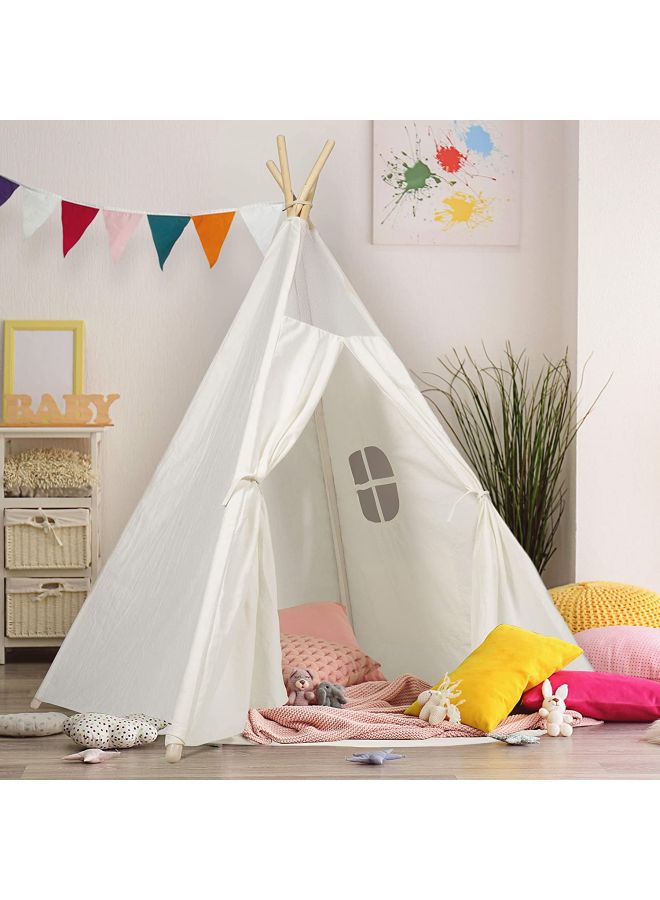 5 Poles Portable Breathable Compact Lightweight Canvas Teepee Eco- Frinedly Play House Tent